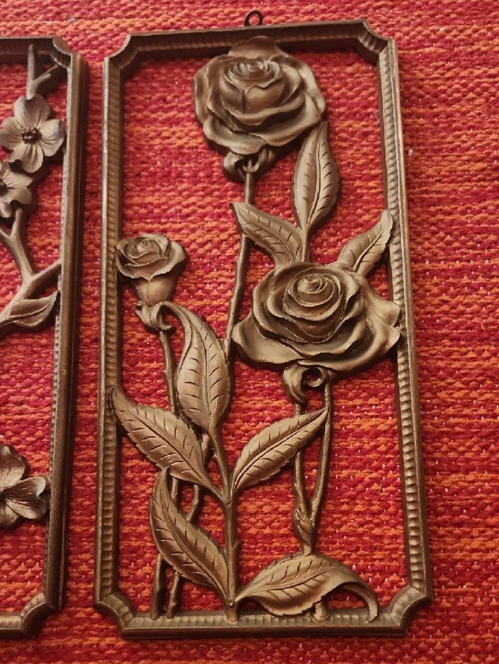 Floral Wall Plaques in Bronze Tone - Pair - Picture 3 of 13